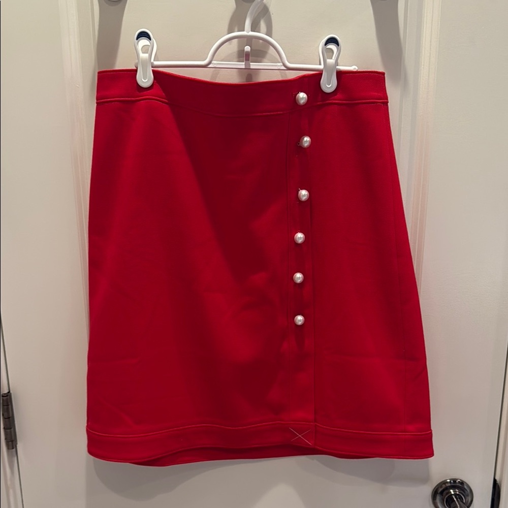 Ann Taylor Factory Red Asymmetrical A-Line Skirt